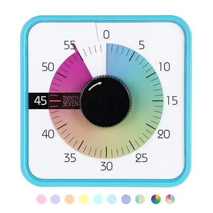 Visual Timer 7.5 inch, 60-Minute Countdown Timer for Kids Classroom Teaching Tool Office Meeting, Mechanical Countdown Clock for Exam Time Management Magnetic Kitchen Timer with Fish Pattern, Blue