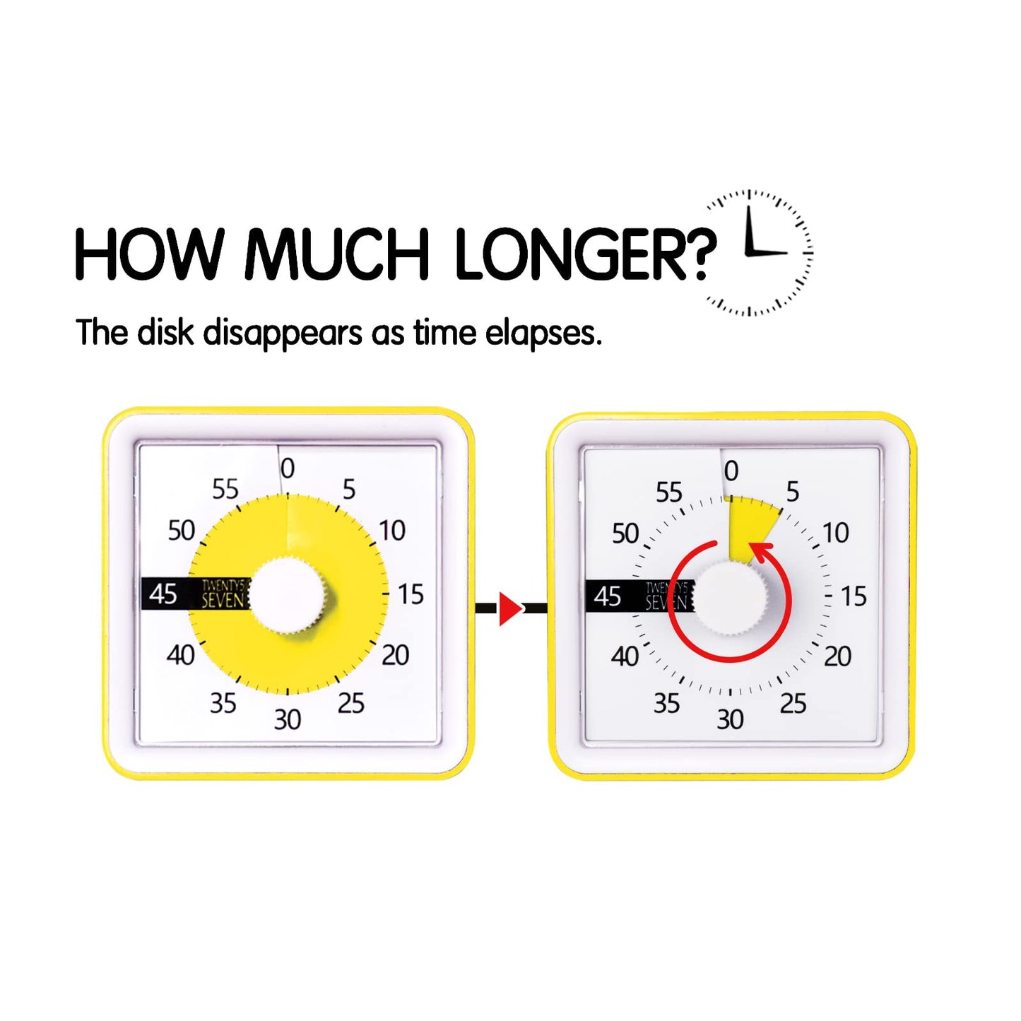 Visual Timer with Protective Case, 60-Minute Countdown Timer for Kids Autism ADHD Classroom Home Office, Countdown Clock for Teaching Work Meeting Time Management, Yellow