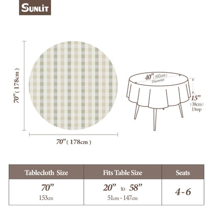 Sunlit Cotton Polyester Blend Fabric Tablecloth, 52"x70" Rectangle Indoor Tablecloth, Water-repellent Durable Washable Table Cover, Decorative Table Cloths for Dining Room, Party, Buffalo Check