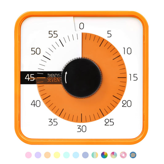 Visual Timer 7.5 inch, 60-Minute Countdown Timer for Kids Classroom Teaching Tool Office Meeting, Mechanical Countdown Clock for Exam Time Management Magnetic Kitchen Timer, Orange