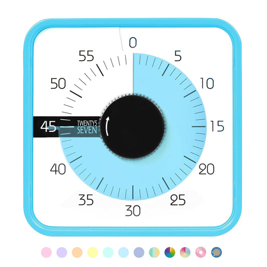 Visual Timer 7.5 inch, 60-Minute Countdown Timer for Kids Classroom Teaching Tool Office Meeting, Mechanical Countdown Clock for Exam Time Management Magnetic Kitchen Timer,Sky Blue