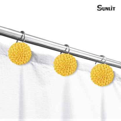 Sunlit Decorative Floral Shower Curtain Hooks, Dahlia Pinnata Flower Shower Curtain Rings, Resin, Bathroom Decoration Yellow Shower Curtain Hooks-12 Pack