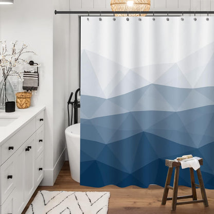 Sunlit Designer Popular Shower Curtain, Ombre Blue Fabric Contemporary Shower Curtains for Bathroom Décor