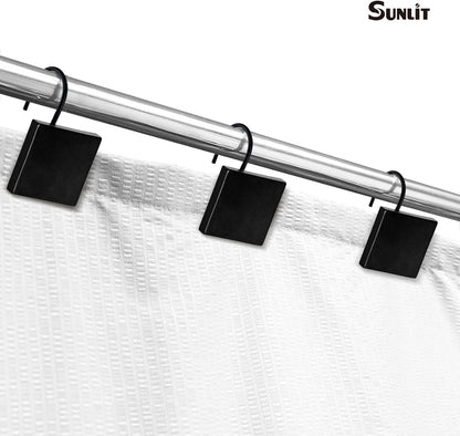 Sunlit Geometric Decorative Shower Curtain Hooks, Matt Triangle Geometric Black Shower Curtain Rings, Resin, Bathroom Decoration Boho Shower Curtain Hooks-12 Pack