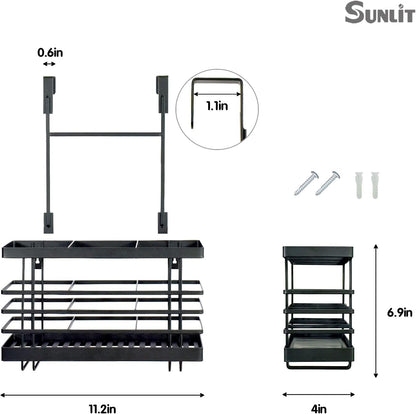 Sunlit 3 in 1 Wall Mount/Countertop/Over Cabinet Door Metal Wire Hair Product & Styling Tool Organizer Storage Basket Holder for Hair Dryer, Brushes, Flat Iron, Curling Wand, Hair Straightener Black