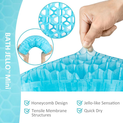 Sunlit Bath Jello Mini Gel Bath Pillows, Lumbar Pillow for Bathtub, Back Support Pillow, Gel Pillow with Non-Slip Suction Cups for Lumbar, Back Rest Support, Fits Curved or Straight Back Tubs, Ice Blue