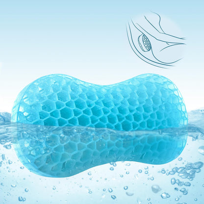 Sunlit Bath Jello Mini Gel Bath Pillows, Lumbar Pillow for Bathtub, Back Support Pillow, Gel Pillow with Non-Slip Suction Cups for Lumbar, Back Rest Support, Fits Curved or Straight Back Tubs, Ice Blue