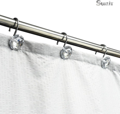 Sunlit Luxury Design Glitter Round Diamond Crystal Gem Bling Shower Curtain Hooks Rust Proof Oil Rubbed Metal Shower Curtain Rings - Rhinestones Clear Glam Shower Curtain Hooks - 12 Pack