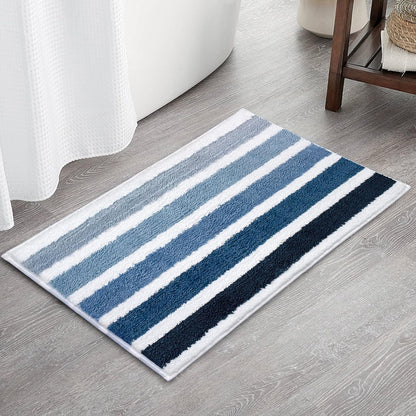 Sunlit 17"x24" Ombre Blue Bathroom Rug Non-Slip Absorbent Soft Bath Mat Set, Floor Mat Dry Fast Machine Washable.