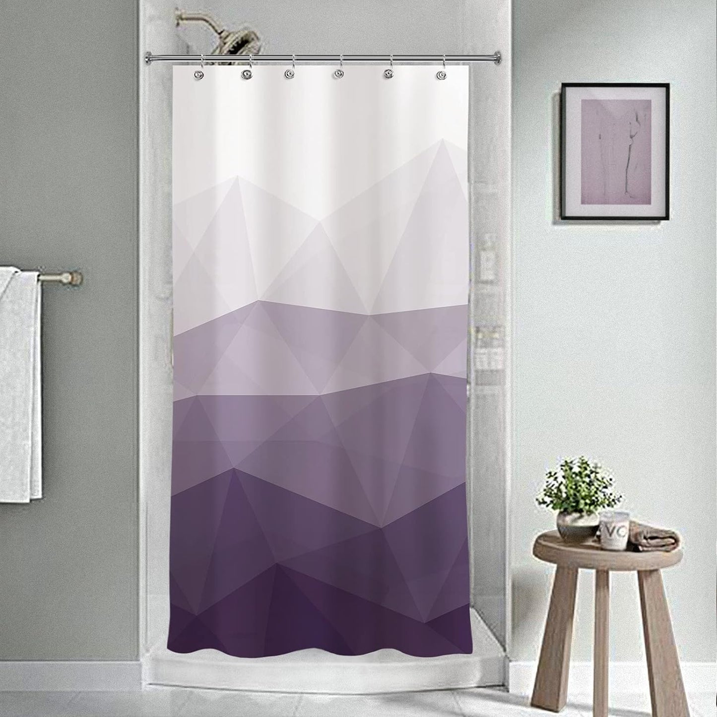 Sunlit Designer Popular Shower Curtain, Ombre Blue Fabric Contemporary Shower Curtains for Bathroom Décor