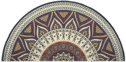 Sunlit Tribal Mandala Half Round Dirt Trapper Welcome Mat, 34" x 17" Indoor Outdoor Non-Slip Front Door Mat, Front Door Decor, Low Profile Entryway Rug, Easy to Clean Door Mat for Back Door Waterproof